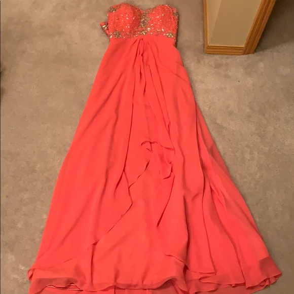 Coral Grad Dress - Picture 1 of 5